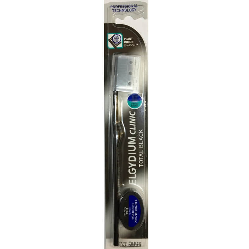 Elgydium Clinic Total Black Οδοντόβουρτσα & Δώρο Dental Floss Black Νήμα Δοντιών