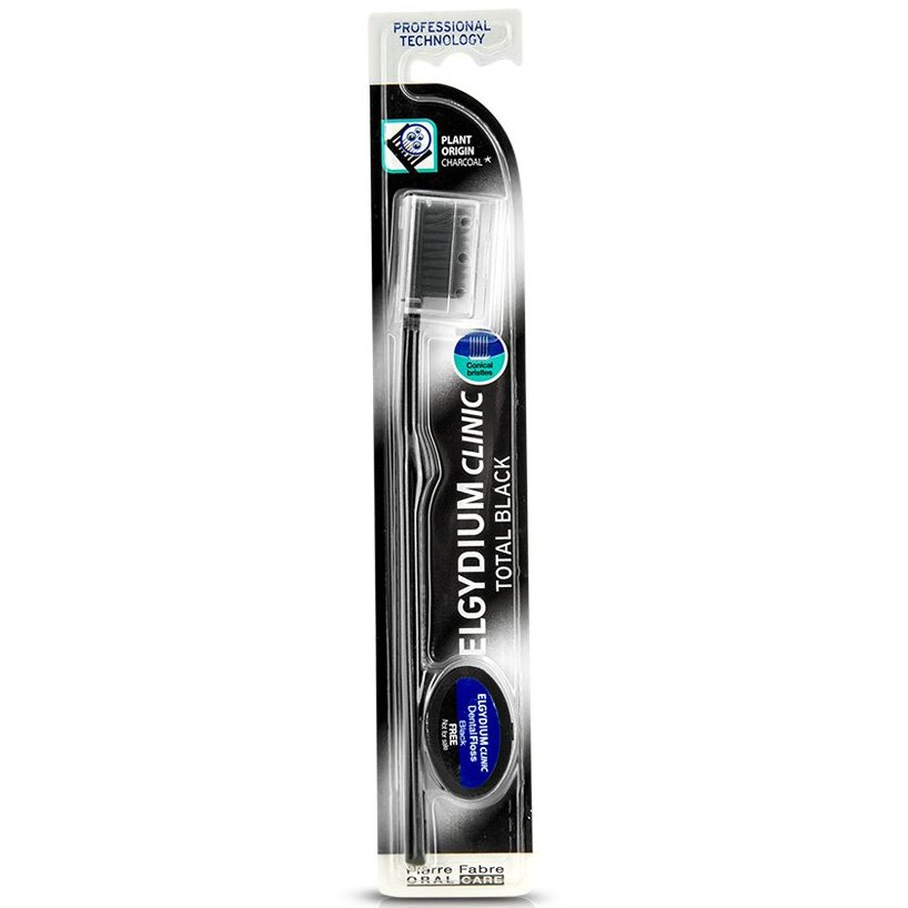 Elgydium Clinic Total Black Οδοντόβουρτσα & Δώρο Dental Floss Black Νήμα Δοντιών