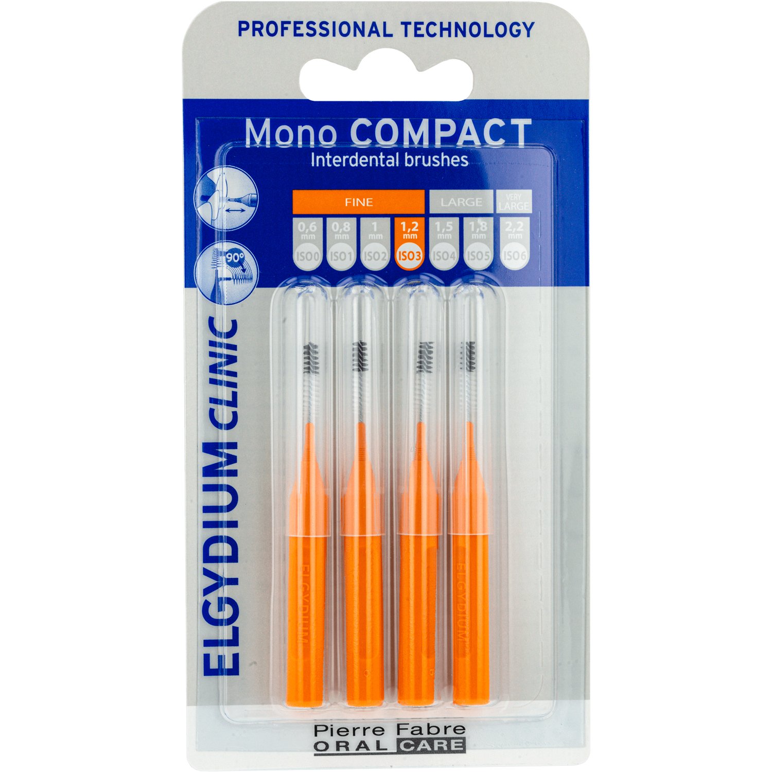 Pierre Fabre Oral Care Elgydium Clinic Mono Compact Fine 1.2mm ISO 3 Interdental Brushes Μεσοδόντια Βουρτσάκια Ειδικά Σχεδιασμένα για Αποτελεσματικό Καθαρισμό Κατά της Πλάκας, Εισχωρούν Ανάμεσα στα Δόντια Χωρίς να τα Πληγώνουν 4 Τεμάχια