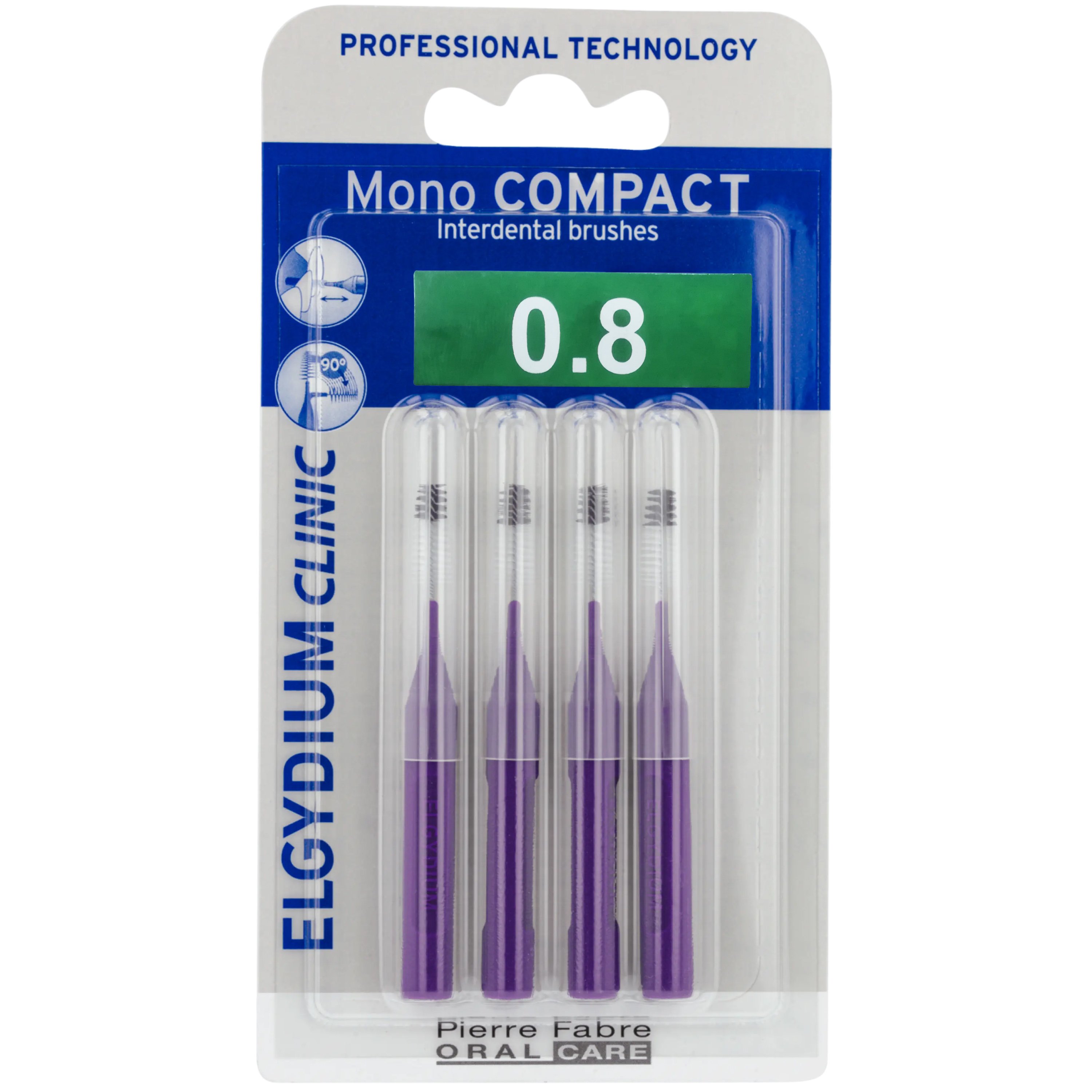 Elgydium Clinic Mono Compact Interdental Brushes 0.8mm Μεσοδόντια Βουρτσάκια για Άτομα με Εμφυτεύματα, Σιδεράκια 4 Τεμάχια
