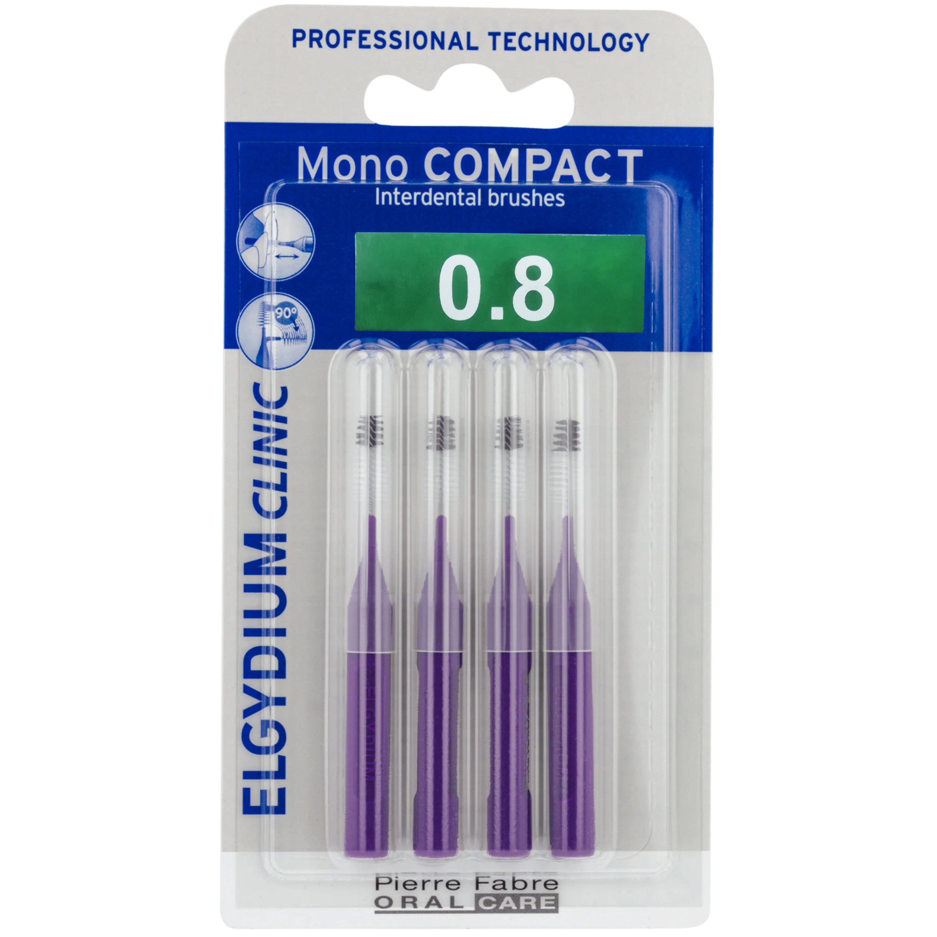 Elgydium Clinic Mono Compact Interdental Brushes 0.8mm Μεσοδόντια Βουρτσάκια για Άτομα με Εμφυτεύματα, Σιδεράκια 4 Τεμάχια