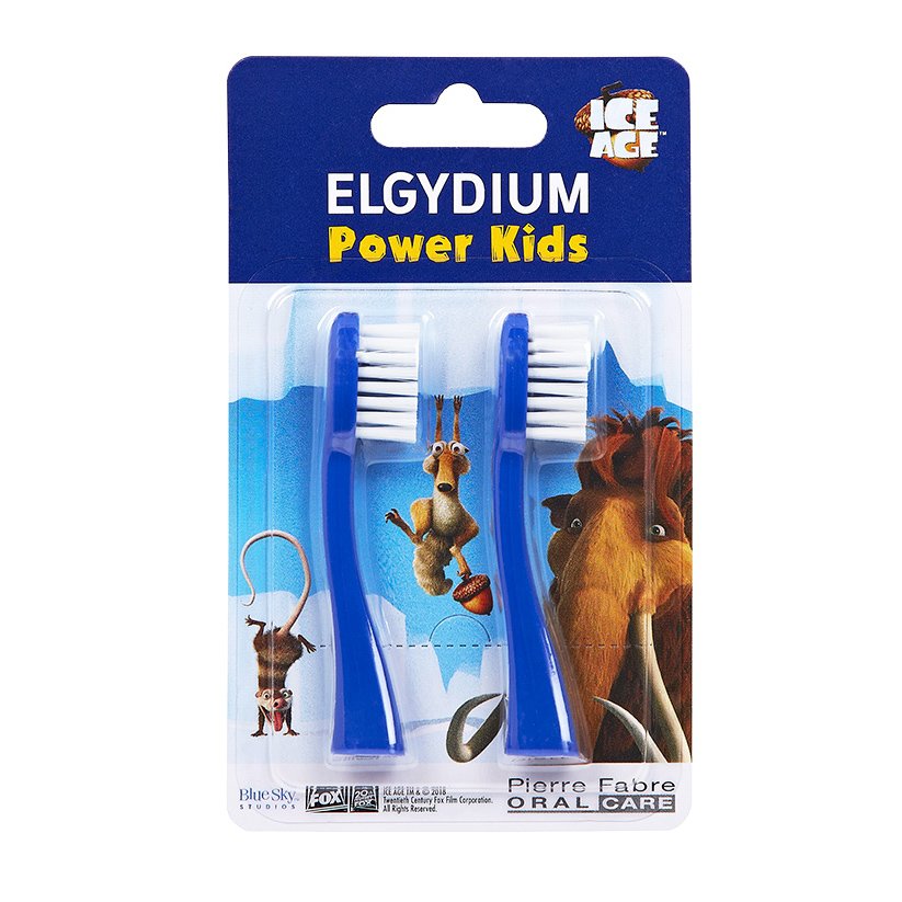 Elgydium Power Kids Ice Age Refill Ανταλλακτικές Κεφαλές για την Οδοντόβουρτσα Elgydium Power Kids σε Μπλε Χρώμα 2 Τεμάχια