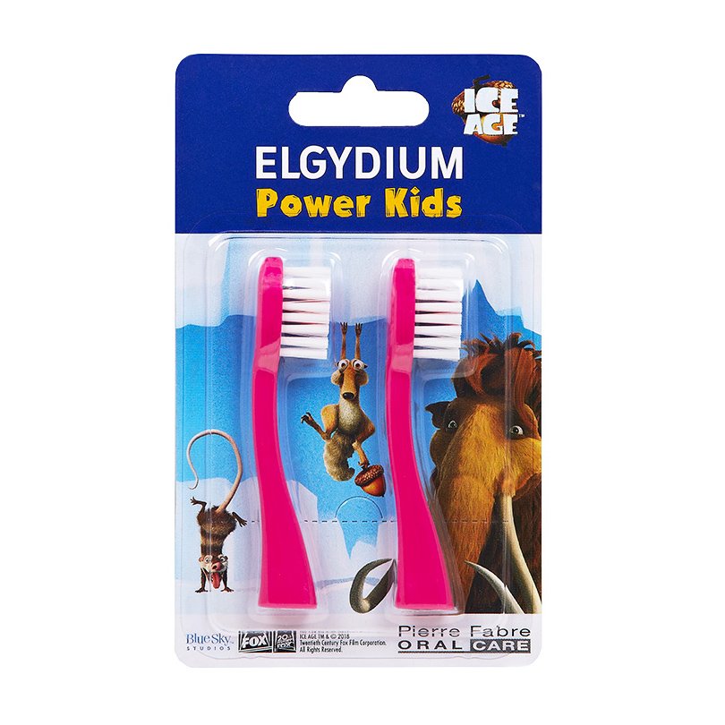 Elgydium Power Kids Ice Age Refill Ανταλλακτικές Κεφαλές για την Οδοντόβουρτσα Elgydium Power Kids σε Ροζ Χρώμα 2 Τεμάχια