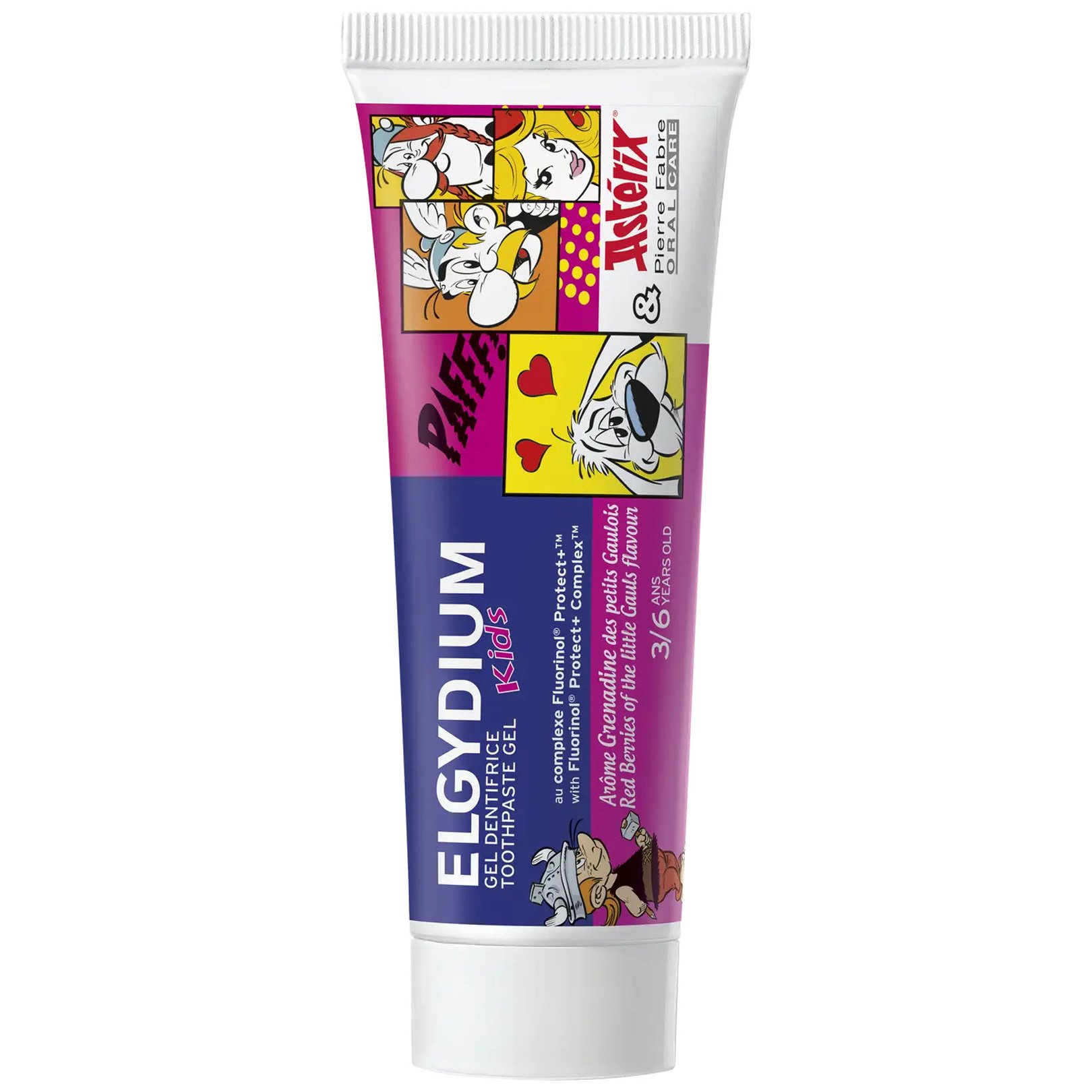 Pierre Fabre Oral Care Elgydium Gel Dentrifice Asterix Kids Toothpaste Παιδική Οδοντόκρεμα για Παιδιά από 3 έως 6 Ετών με Γεύση Κόκκινη Φρούτα που Προστατεύει από την Τερηδόνα 50ml