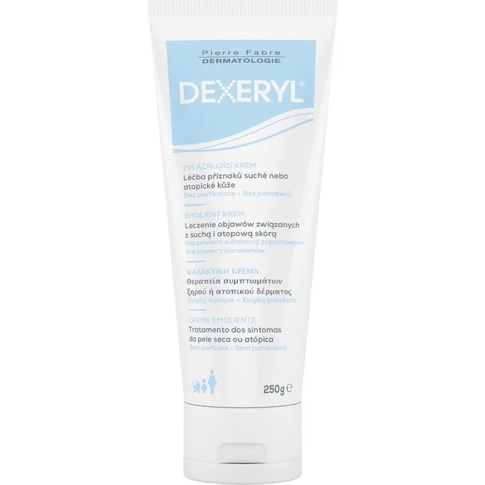 Dexeryl Dexeryl Emollient Soothing Cream Μαλακτική Κρέμα Χωρίς Άρωμα για Όλη την Οικογένεια για τη Θεραπεία των Συμπτωμάτων Ξηρού ή Ατοπικού Δέρματος 250g