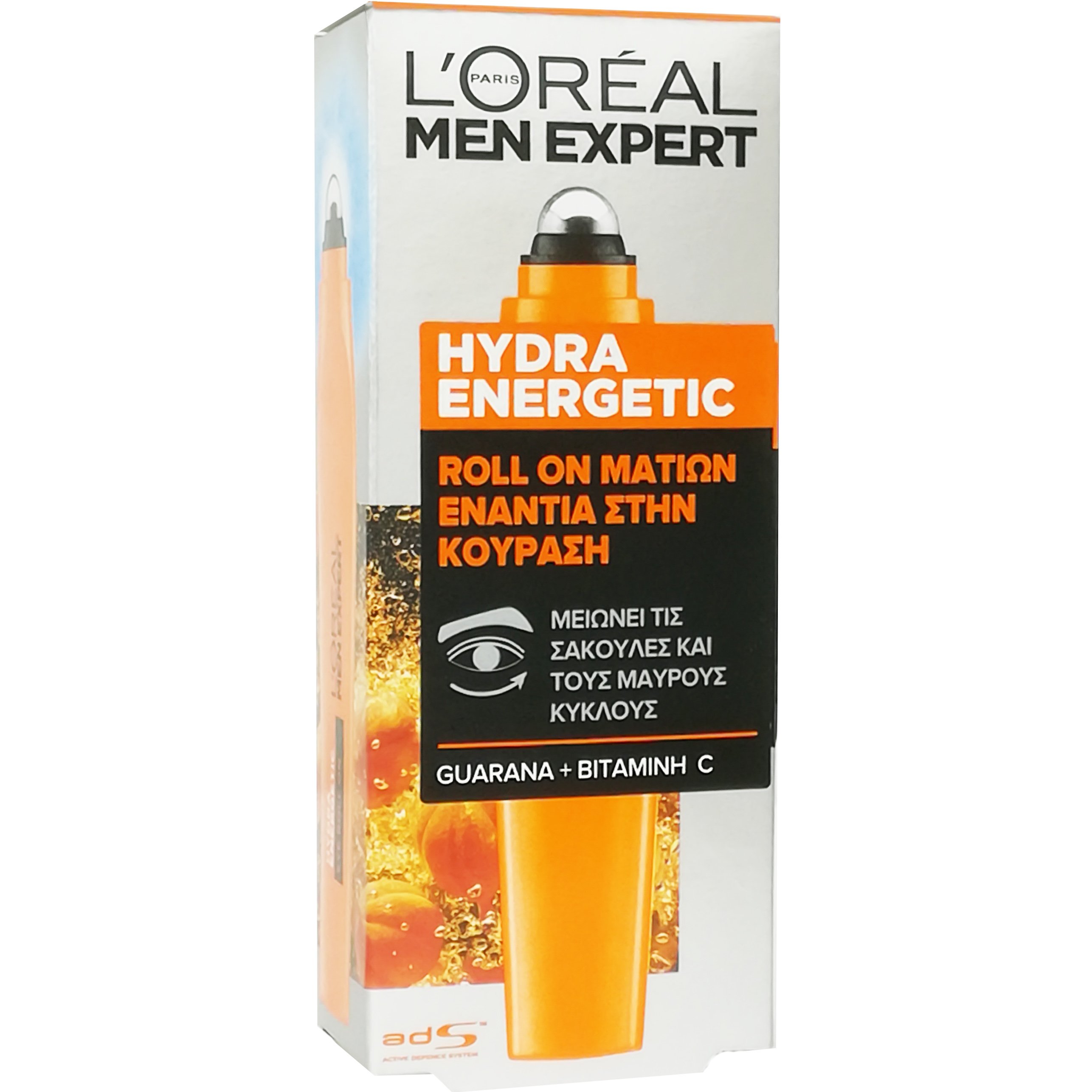 L'Oreal Paris Men Expert Hydra Energetic Eye Roll on Ανδρικό Δροσιστικό Roll-on Απλικατέρ Ματιών, Ενάντια στην Κουρασμένη Όψη, τις Σακούλες & τους Μαύρους Κύκλους 10ml