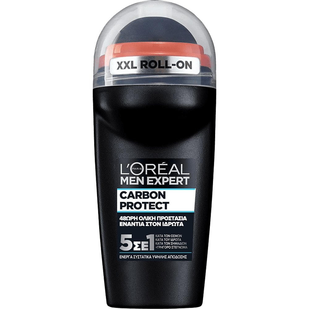 L’oreal Paris Men Expert Carbon Protect 5 in 1 Total Protection 48H Roll-on Deo Ανδρικό Αποσμητικό Roll-on 5 σε 1 με Ενεργό Άνθρακα 50ml