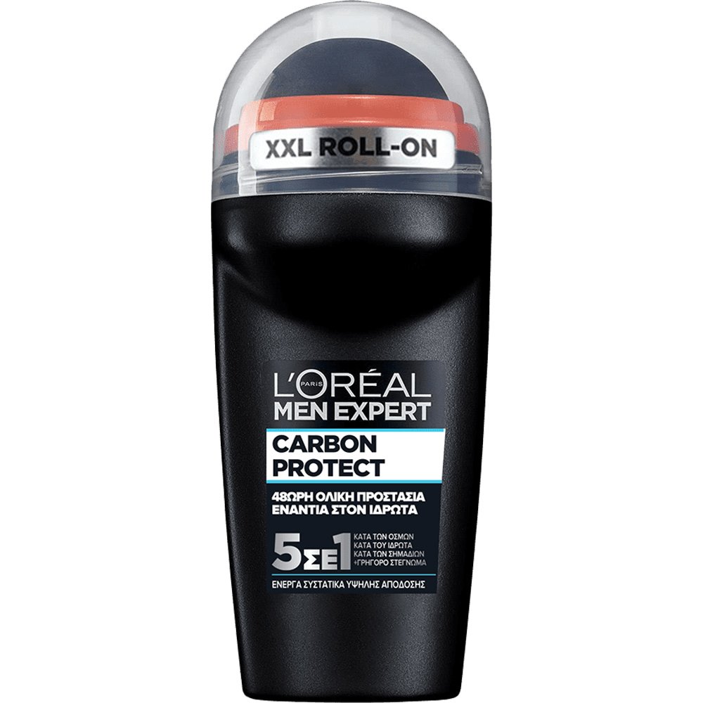 L’oreal Paris Men Expert Carbon Protect 5 in 1 Total Protection 48H Roll-on Deo Ανδρικό Αποσμητικό Roll-on 5 σε 1 με Ενεργό Άνθρακα 50ml