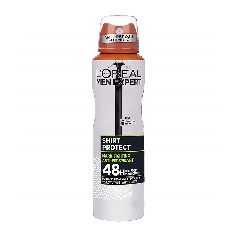 L’oreal Paris Men Expert Shirt Protect Spray Ανδρικό Αποσμητικό Spray 48ωρης Προστασίας Ενάντια στα Λευκά, Κίτρινα Σημάδια 150ml