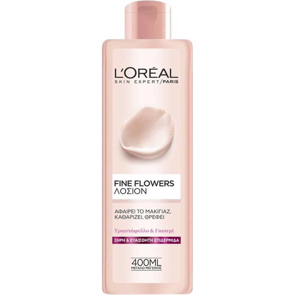 Loreal Paris L'Oreal Paris Fine Flowers Τονωτική Λοσιόν Καθαρισμού - Ντεμακιγιάζ Προσώπου για Ξηρή - Ευαίσθητη Επιδερμίδα με Εκχυλίσματα από Τριαντάφυλλο & Γιασεμί 400ml