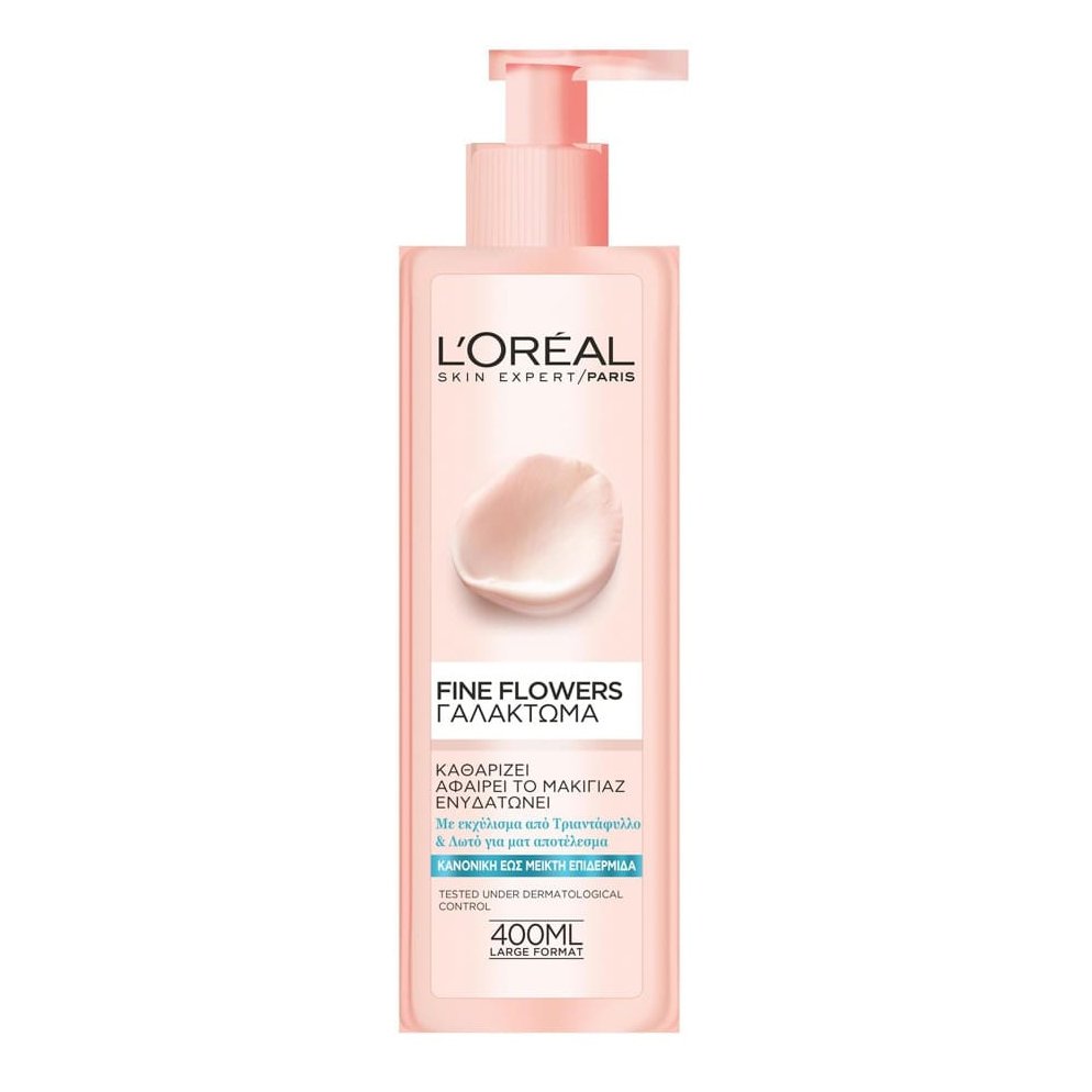 L’oreal Paris Fine Flowers Γαλάκτωμα Καθαρισμού για Κανονική Μικτή Επιδερμίδα με Εκχυλίσματα από Τριαντάφυλλο & Λωτό 400ml