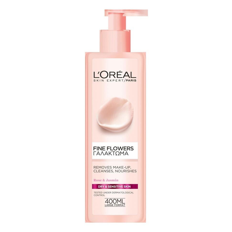 L’oreal Paris Fine Flowers Γαλάκτωμα Καθαρισμού για Ξηρή – Ευαίσθητη Επιδερμίδα με Εκχυλίσματα από Τριαντάφυλλο & Γιασεμί 400ml