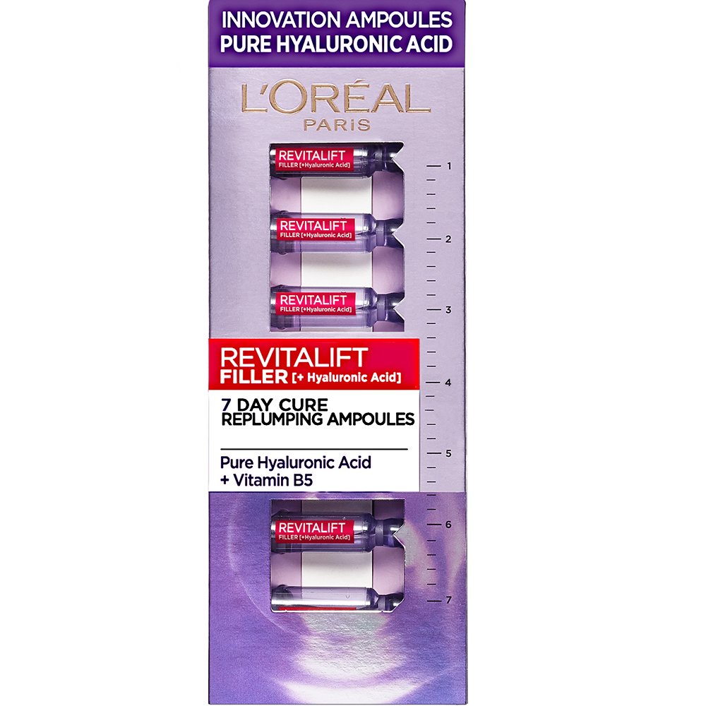 L'Oreal Paris Revitalift Filler Renew Replumping Ampoules With Hyaluronic Acid Αμπούλες για Εντατική Ενυδάτωση & Σύσφιξη με Υαλουρονικό Οξύ 7 Ampoules