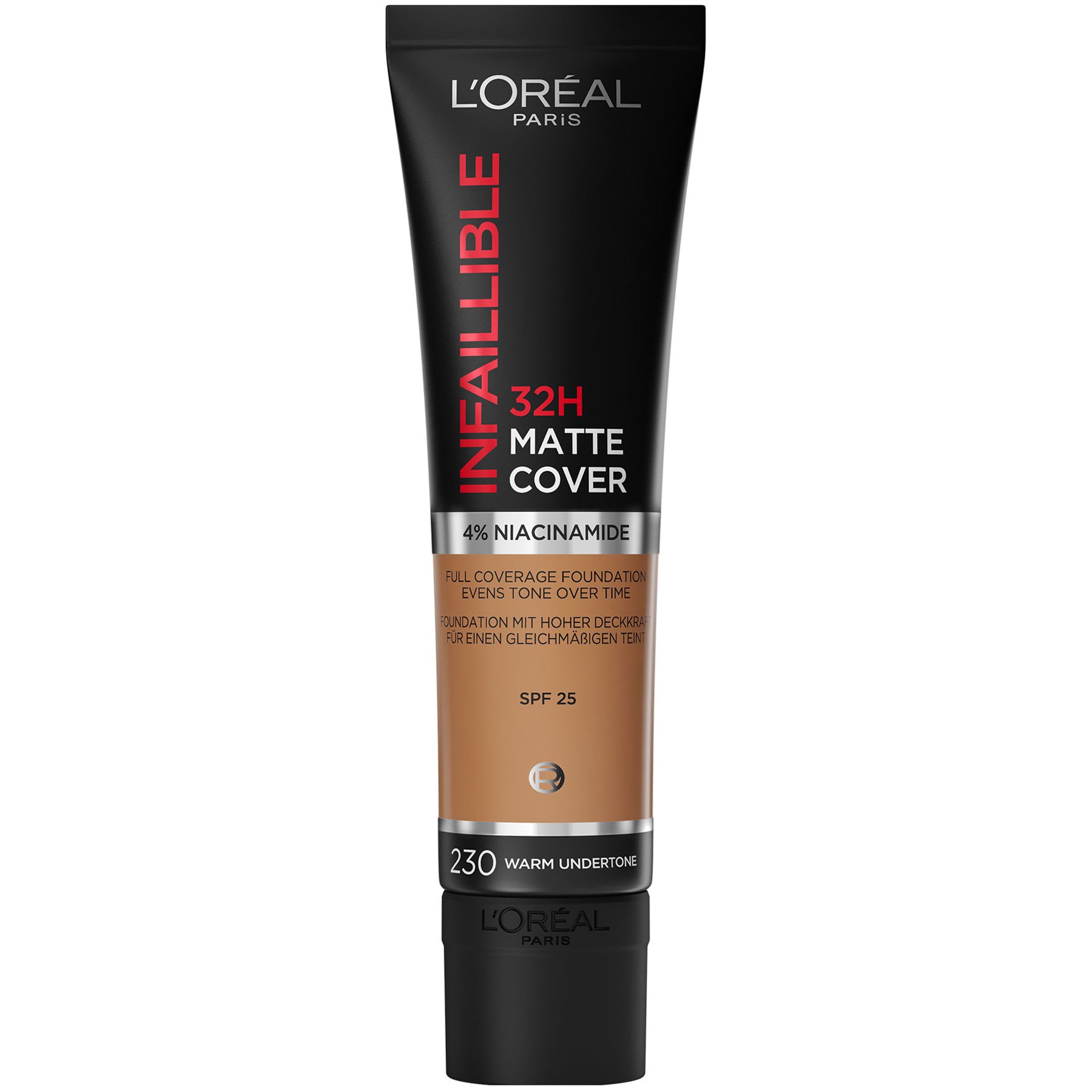 L’oreal Paris Infaillible 32h Matte Cover Foundation Spf25 για Τέλεια Κάλυψη & Ματ Αποτέλεσμα Μακράς Διαρκείας με Δείκτη Αντηλιακής Προστασίας 30ml – 230 Warm Undertone