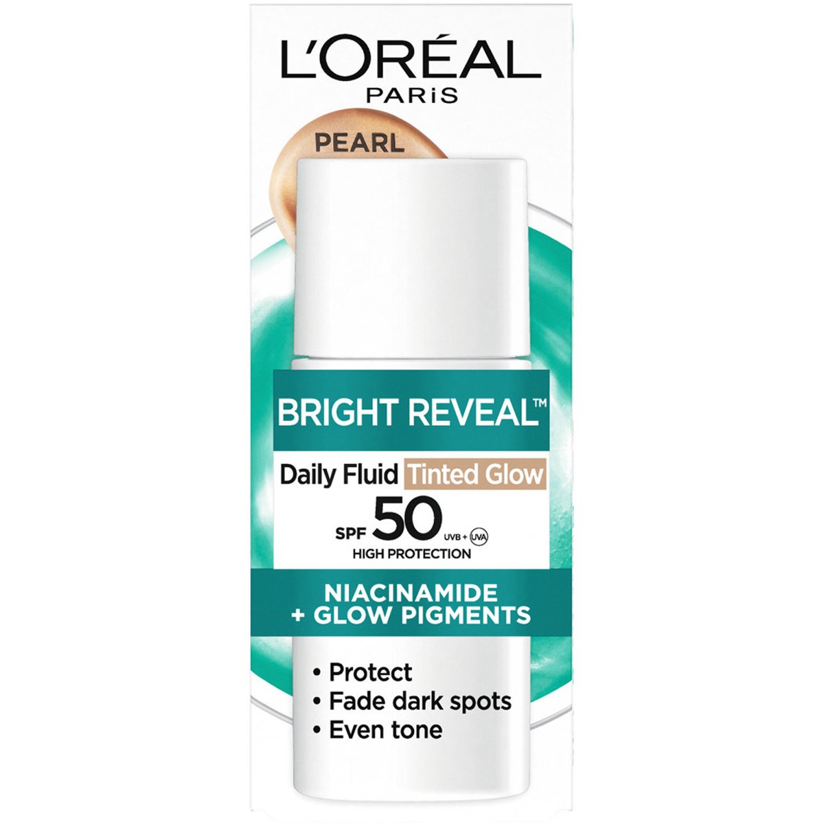 Loreal Paris L'Oreal Paris Bright Reveal Daily Fluid Tinted Glow Spf50 Αντηλιακή Κρέμα Υψηλής Προστασίας με Νιασιναμίδη για Λαμπερή Επιδερμίδα με Χρώμα 50ml - Pearl