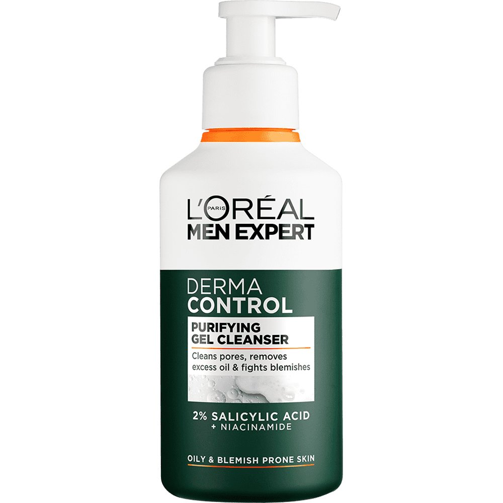Loreal Paris L'Oreal Paris Men Expert Derma Control Purifying Gel Cleanser Τζελ Καθαρισμού Προσώπου για Λιπαρή Επιδερμίδα με Τάση Ακμής 260ml