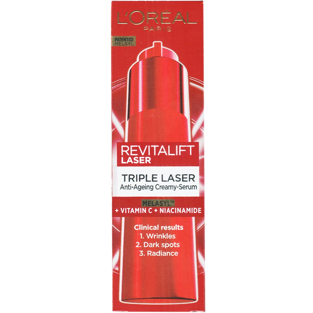 L'Oreal Paris Revitalift Laser Triple Anti-Ageing Creamy Serum Κρεμώδη Ορός Προσώπου Αντιγήρανσης με Νιασιναμίδη & Βιταμίνη C 50ml