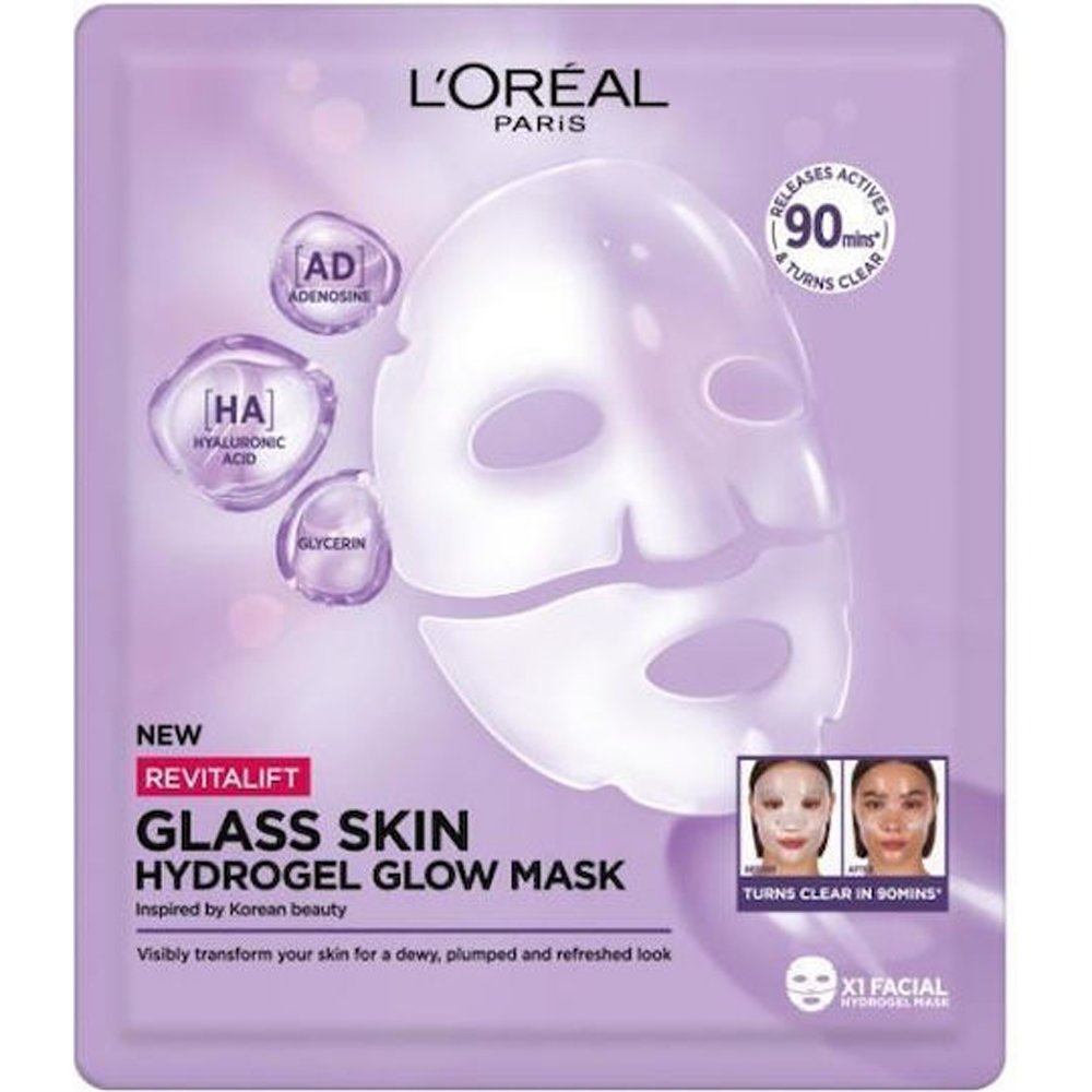 L'Oreal Paris Revitalift Glass Skin Hydrogel Glow Mask Μάσκα Υδρογέλης Προσώπου Εμπνευσμένη από την Κορεάτικη Περιποίηση της Επιδερμίδας 25gr