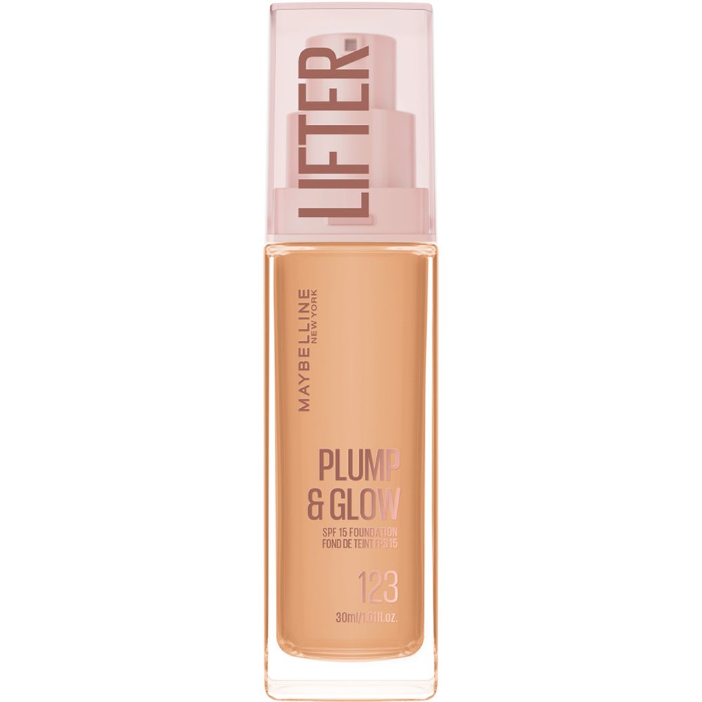 Maybelline Lifter Plump & Glow Spf15 Foundation Ενυδατικό Foundation Μεσαίας Προστασίας, 2% Νιασιναμίδη & Υαλουρονικό Οξύ για Γεμάτη & Φωτεινή Όψη Όλη Μέρα 30ml - 123