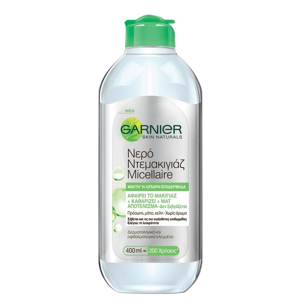 Garnier Skin Active Cleansing Water Νερό Ντεμακιγιάζ για Πρόσωπο, Μάτια, Χείλη για Μικτή Λιπαρή Επιδερμίδα 400ml