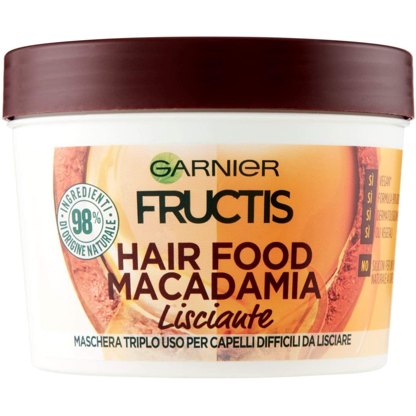 Garnier Fructis Hair Food Smoothing Mask Επανορθωτική Μάσκα Μαλλιών 3 σε 1 με Μακαντέμια για Ξηρά & Ατίθασα Μαλλιά 390ml