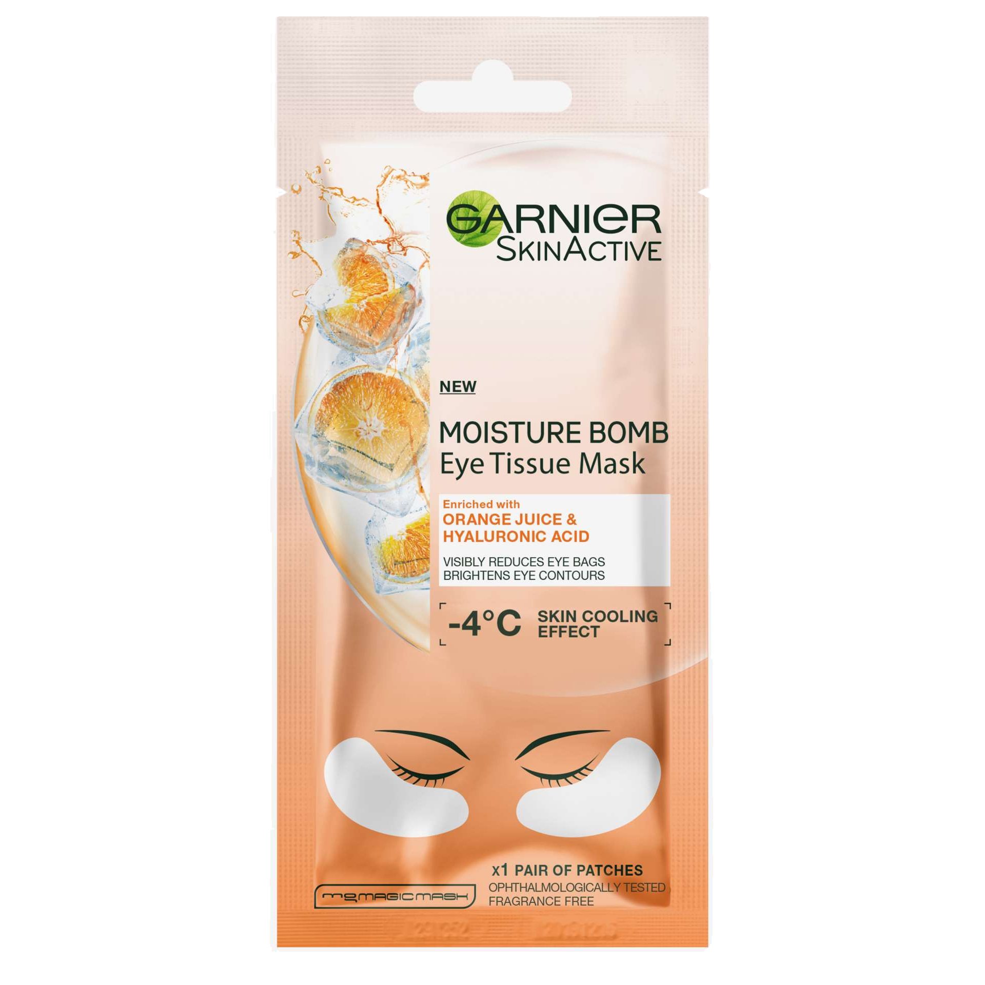 Garnier Eye Tissue Mask Υφασμάτινη Μάσκα Ενυδάτωσης Ματιών με Πορτοκάλι 6gr