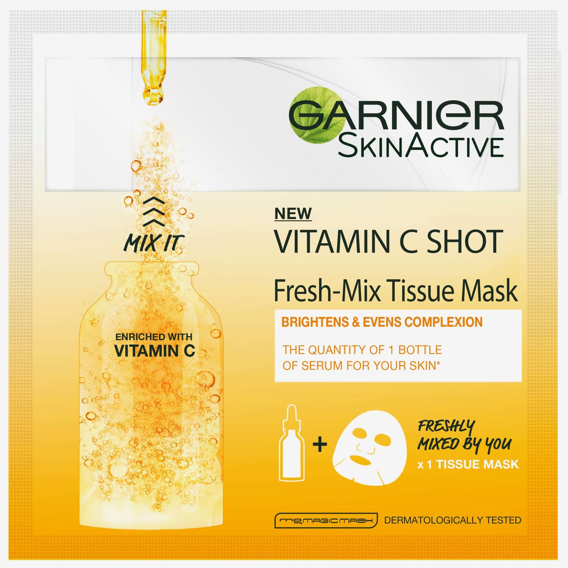 Garnier Skin Active Vitamin C Tissue Mask Fresh-Mix Υφασμάτινη Μάσκα Ενυδάτωσης με Βιταμίνη C 33gr