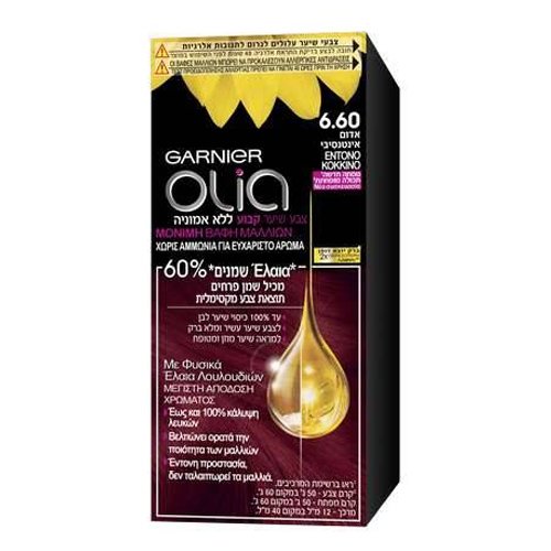 Garnier Olia Μόνιμη Βαφή Μαλλιών Χωρίς Αμμωνία με Φυσικά Έλαια Λουλουδιών Mini Kit 50gr – No 6.60 Έντονο Κόκκινο