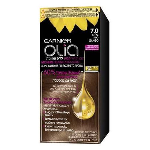 Garnier Olia Μόνιμη Βαφή Μαλλιών Χωρίς Αμμωνία με Φυσικά Έλαια Λουλουδιών Mini Kit 50gr – No 7.0 Ξανθό