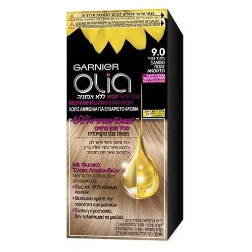 Garnier Olia Μόνιμη Βαφή Μαλλιών Χωρίς Αμμωνία με Φυσικά Έλαια Λουλουδιών Mini Kit 50gr – No 9.0 Ξανθό Πολύ Ανοιχτό