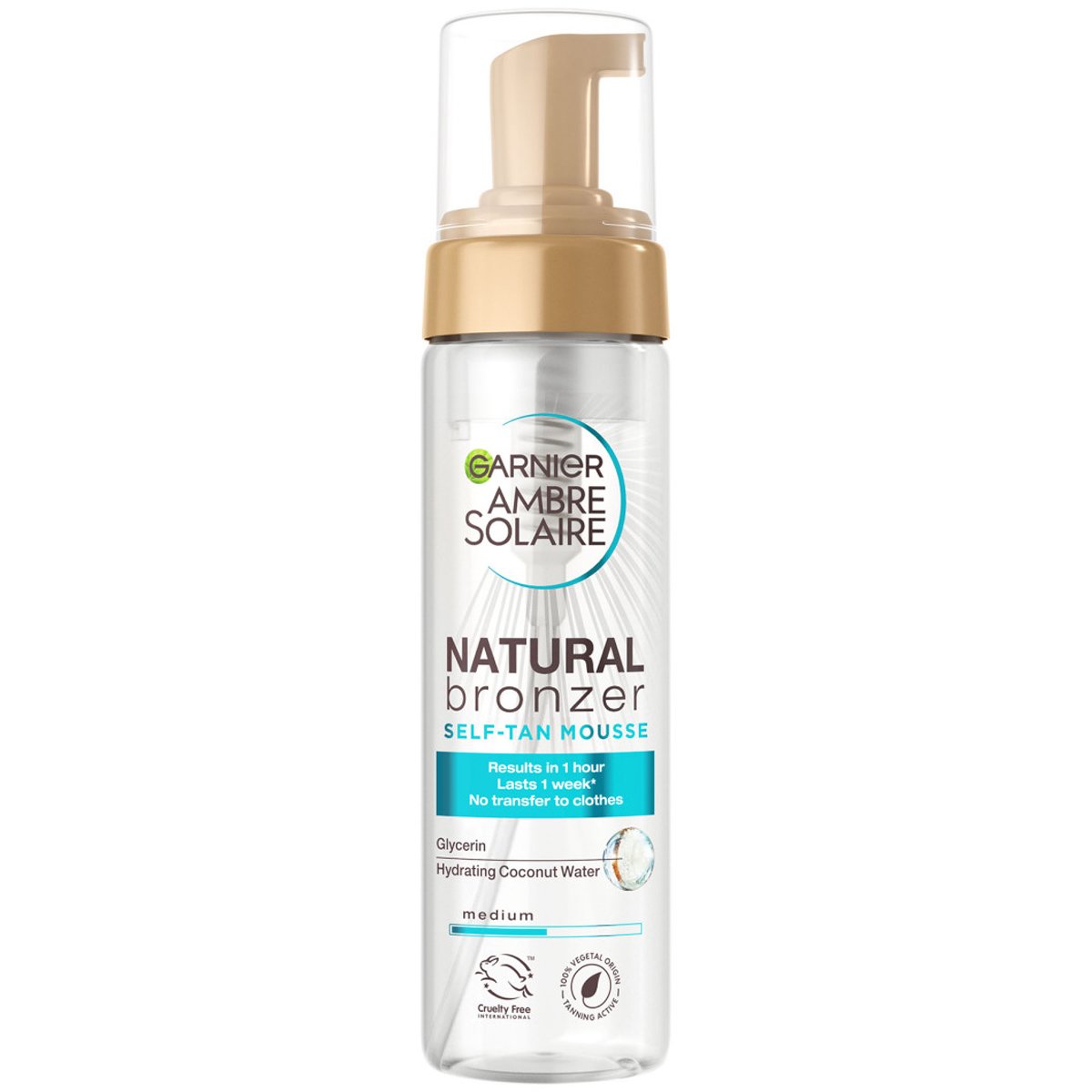 Garnier Garnier Ambre Solaire Natural Bronzer Self-Tan Mousse Αφρός Αυτομαυρίσματος για Πρόσωπο & Σώμα Εμπλουτισμένος με Νερό Καρύδας 200ml