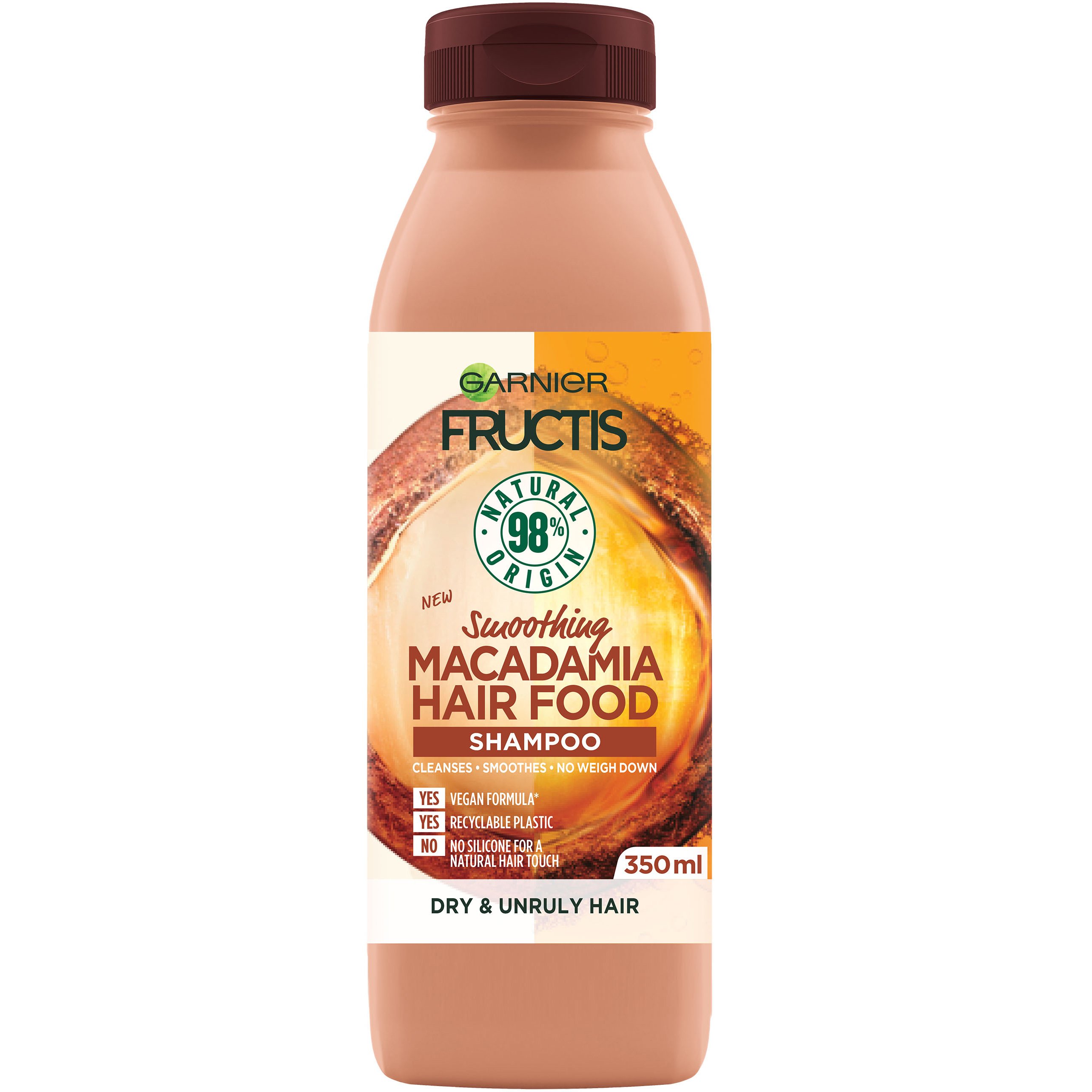 Garnier Fructis Hair Food Smoothes Shampoo Macadamia Θρεπτικό Σαμπουάν με Macadamia για Ξηρά Μαλλιά & Ατίθασα Μαλλιά 350ml