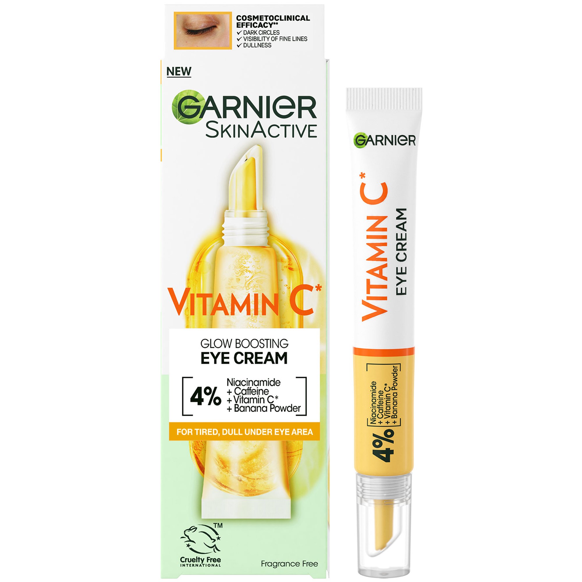 Garnier Skin Active Vitamin C Glow Boosting Eye Cream Κρέμα Ματιών με Βιταμίνη C για Λάμψη, Κατά των Μαύρων Κύκλων 15ml