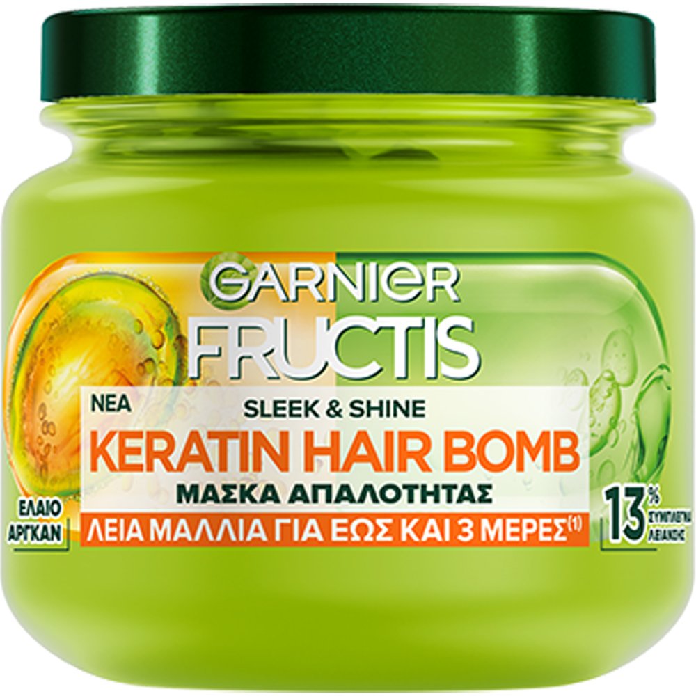 Garnier Garnier Fructis Sleek & Shine Keratin Hair Bomb Μάσκα Απαλότητας για Λεία Μαλλιά με Κερατίνη 320ml