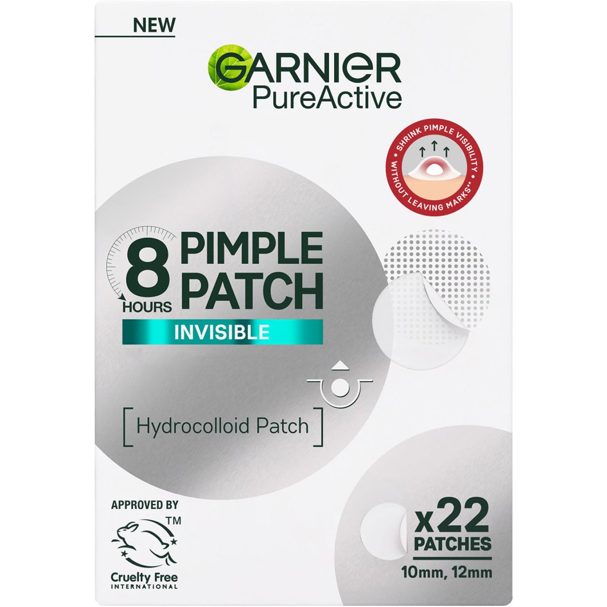 Garnier Skinactive Invisible Pimple Patch Αόρατα Υδροκολλοειδή  Επιθέματα για την Ακμή  22 Τεμάχια
