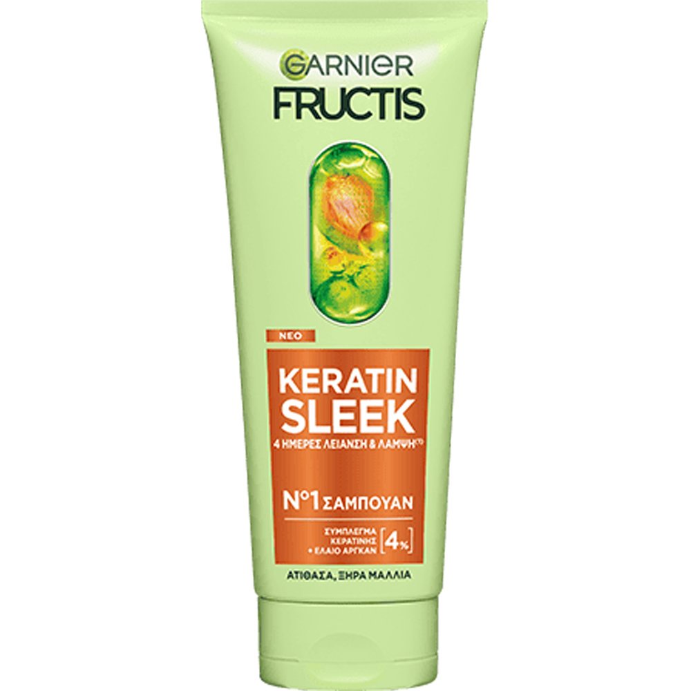Garnier Keratin Sleek No1 Shampoo Σαμπουάν με Κερατίνη για Ατίθασα & Ξηρά Μαλλιά 200ml