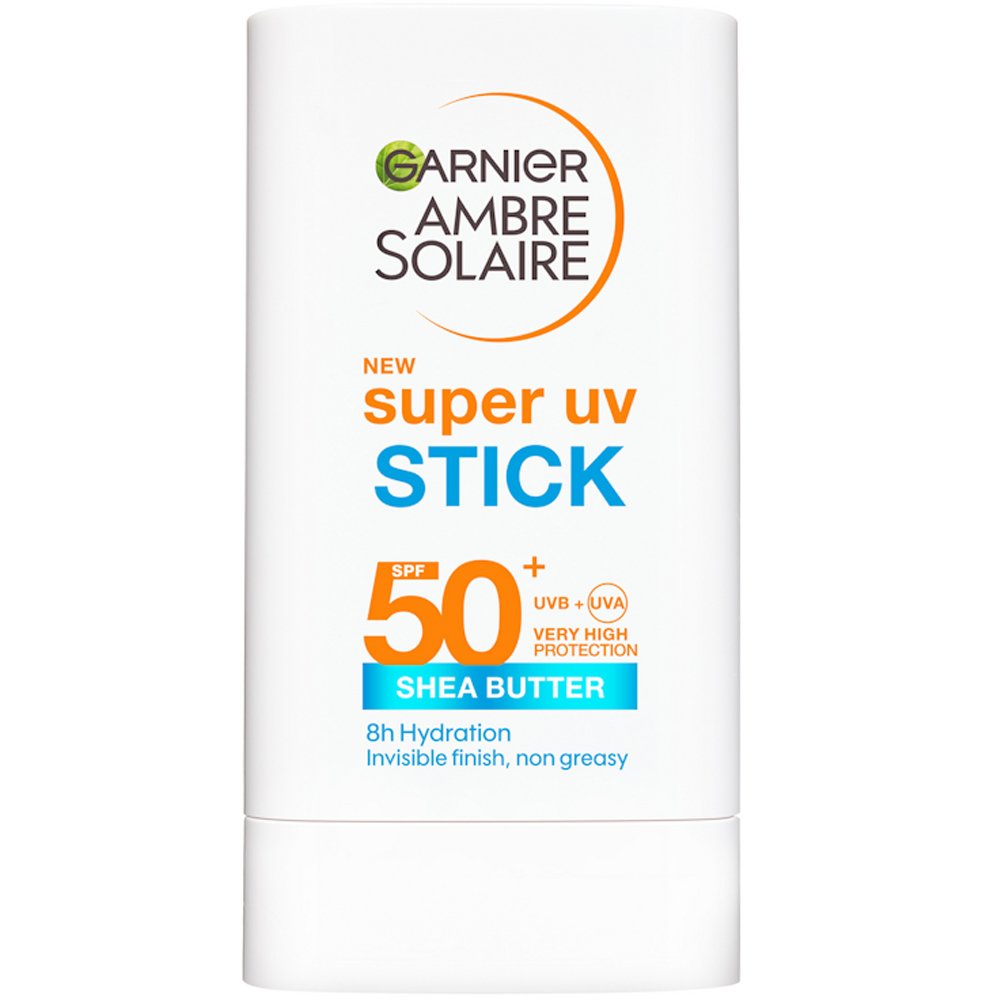 Garnier Ambre Solaire Spf50+ Super UV Invisible Stick Αόρατο Ενυδατικό Αντηλιακό Στικ Προσώπου Πολύ Υψηλής Προστασίας με Βούτυρο Καριτέ 18g