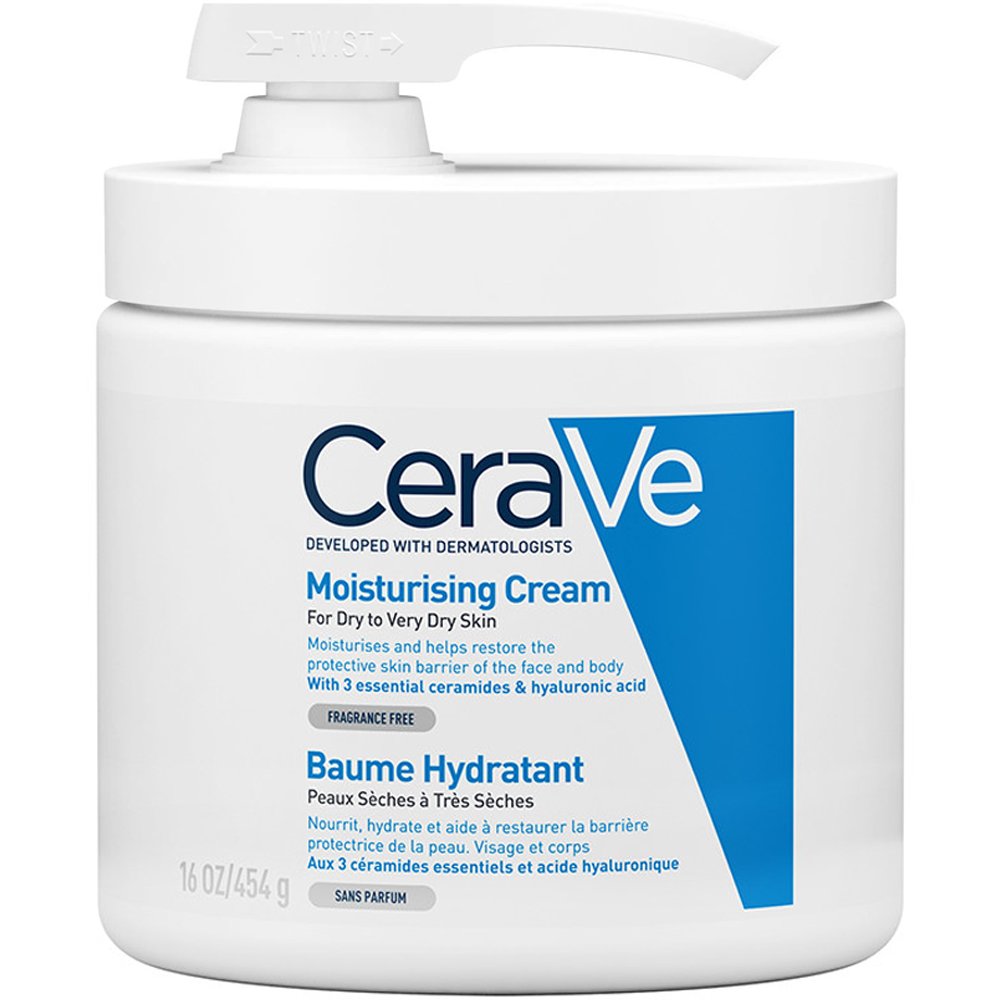 Cerave CeraVe Moisturising Cream Pump Ενυδατική Κρέμα Προσώπου & Σώματος με Αντλία, για Ξηρές έως Πολύ Ξηρές Επιδερμίδες 454g