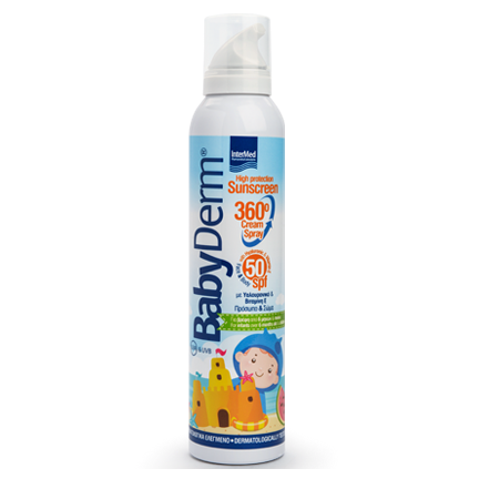 Intermed Babyderm Sunscreen 360° Cream Spray Αντηλιακή Κρέμα σε Μορφή Σπρέι 360° με Υαλουρονικό Spf50 , 200ml