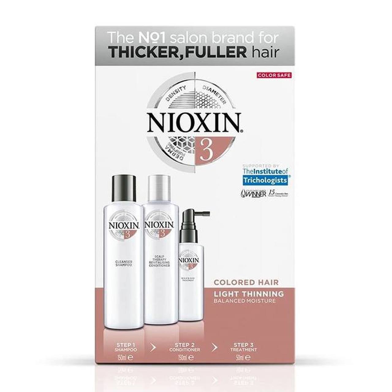 Nioxin Nioxin Kit System 3 Shampoo 150ml, Conditioner 150ml & Treatment 50ml, Αγωγή Τριχόπτωσης για Ελαφρώς Αραιωμένα Βαμμένα Μαλλιά