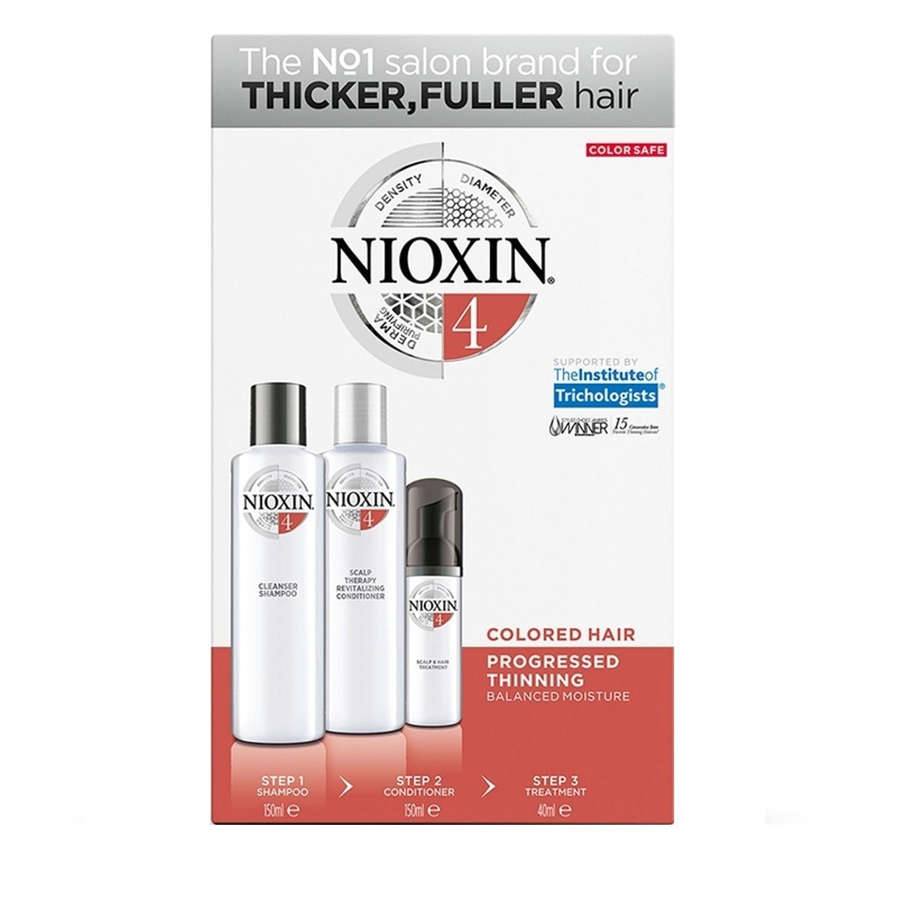 Nioxin Kit System 4 Shampoo 150ml, Conditioner 150ml & Treatment 40ml, Αγωγή Τριχόπτωσης για Εμφανώς Αραιωμένα Βαμμένα Μαλλιά