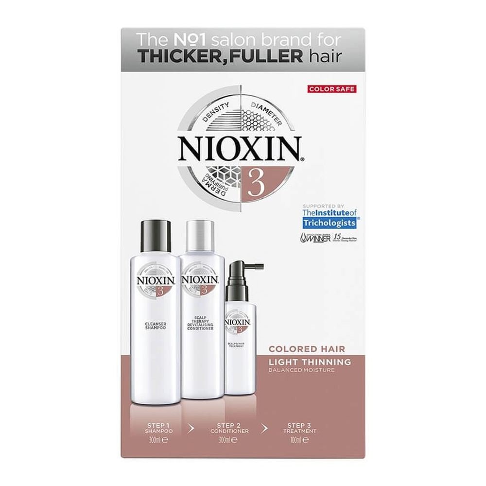 Nioxin Nioxin Kit System 3 Shampoo 300ml, Conditioner 300ml & Treatment 100ml, Αγωγή Τριχόπτωσης για Ελαφρώς Αραιωμένα Βαμμένα Μαλλιά