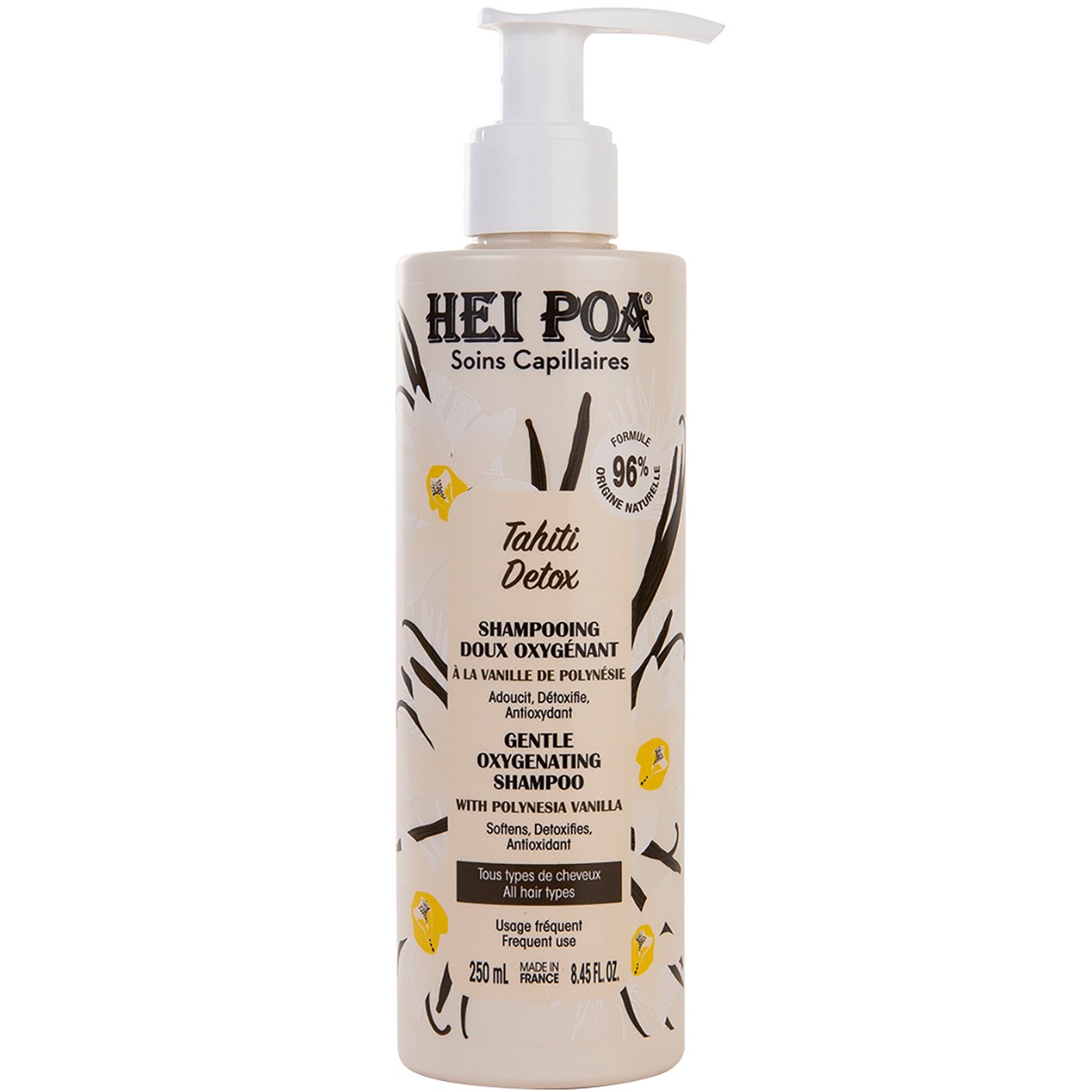 Hei Poa Tahiti Detox Gentle Oxygenating Shampoo Εξαιρετικά Απαλό Σαμπουάν Οξυγόνωσης, για Αποτοξίνωση & Καθαριότητα σε Βάθος για Όλους τους Τύπους Μαλλιών με Υπέροχο Άρωμα Πολυνησιακής Βανίλιας, με Αντλία 250ml