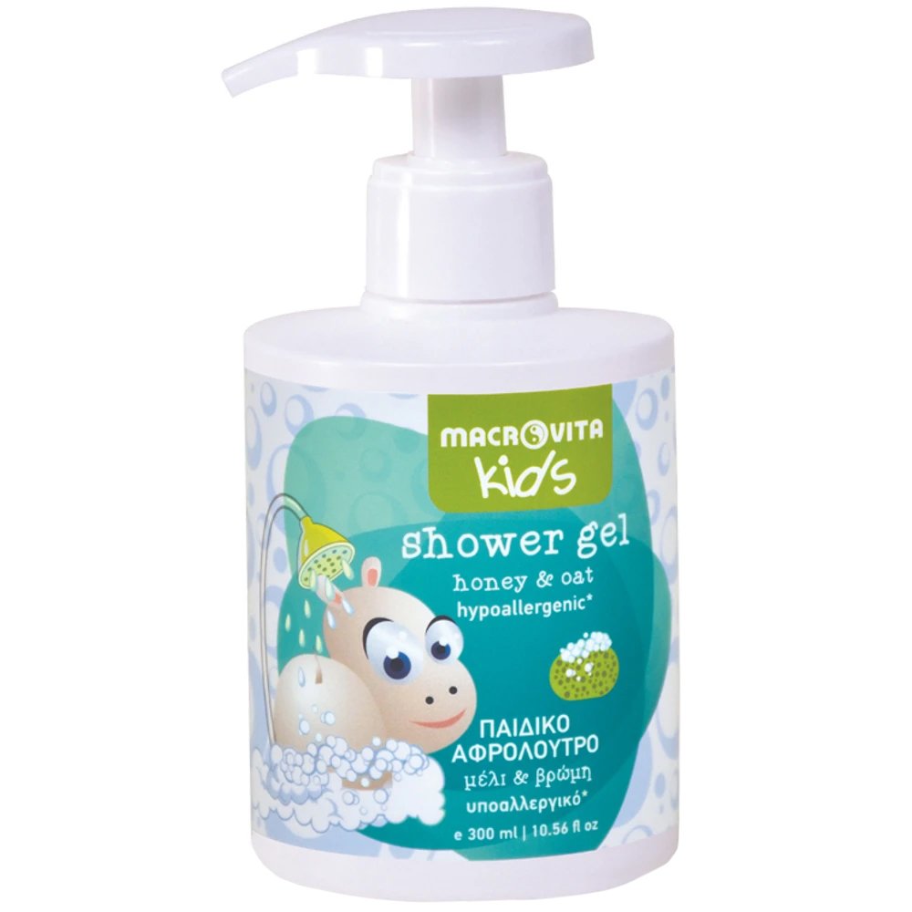 Macrovita Kids With Honey & Oat Shower Gel Ενυδατικό Παιδικό Αφρόλουτρο με Μέλι & Βρώμη για Λαμπερό & Απαλό Δέρμα 300ml