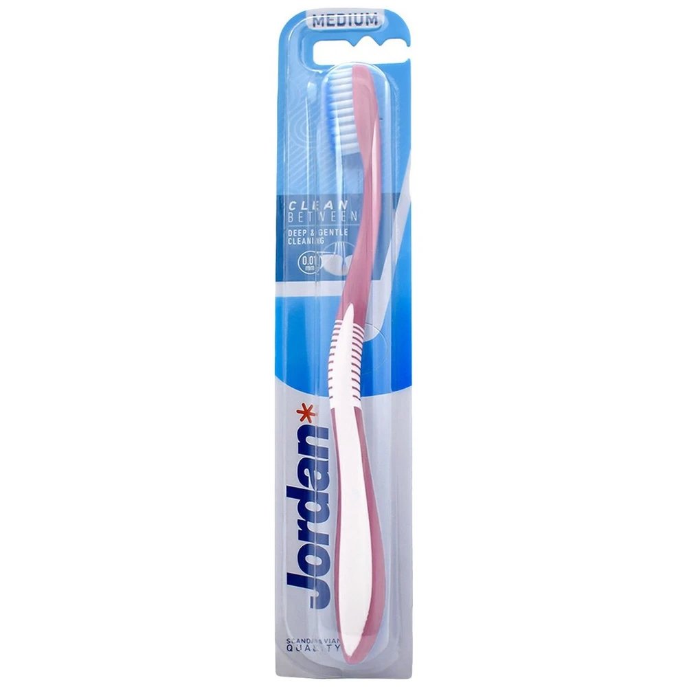 Jordan Clean Between Deep & Gentle Toothbrush Medium 0.01mm Μέτρια Οδοντόβουρτσα για Βαθύ Καθαρισμό με Εξαιρετικά Λεπτές Ίνες 1 Τεμάχιο - Ρόζ