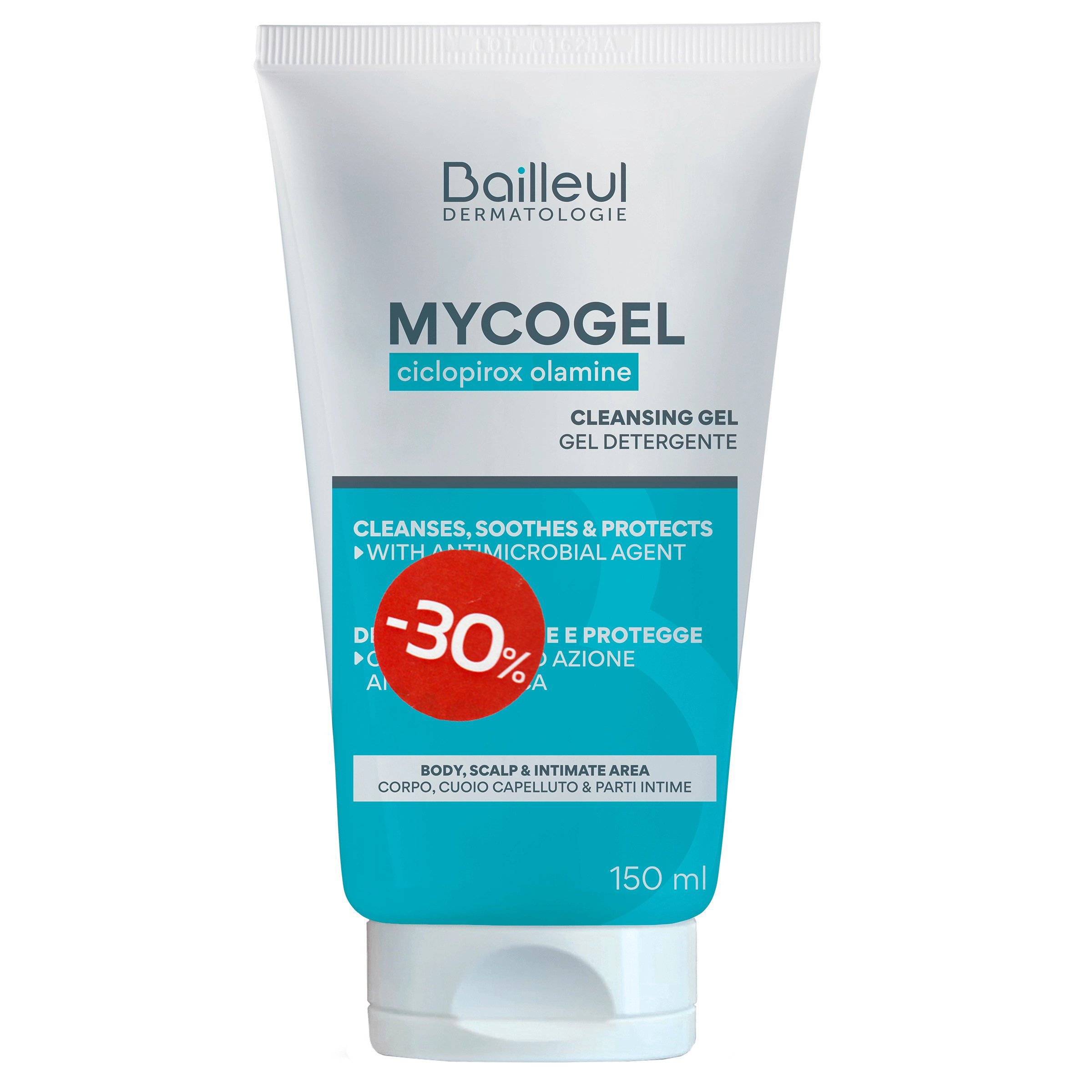 BIORGA DERMATOLOGIE Bailleul Promo Ciclopirox Olamine Mycogel Cleansing Gel Καταπραϋντικό Τζελ Καθαρισμού για Σώμα, Μαλλιά & Ευαίσθητη Περιοχή με Αντιμικροβιακό Παράγοντα 150ml