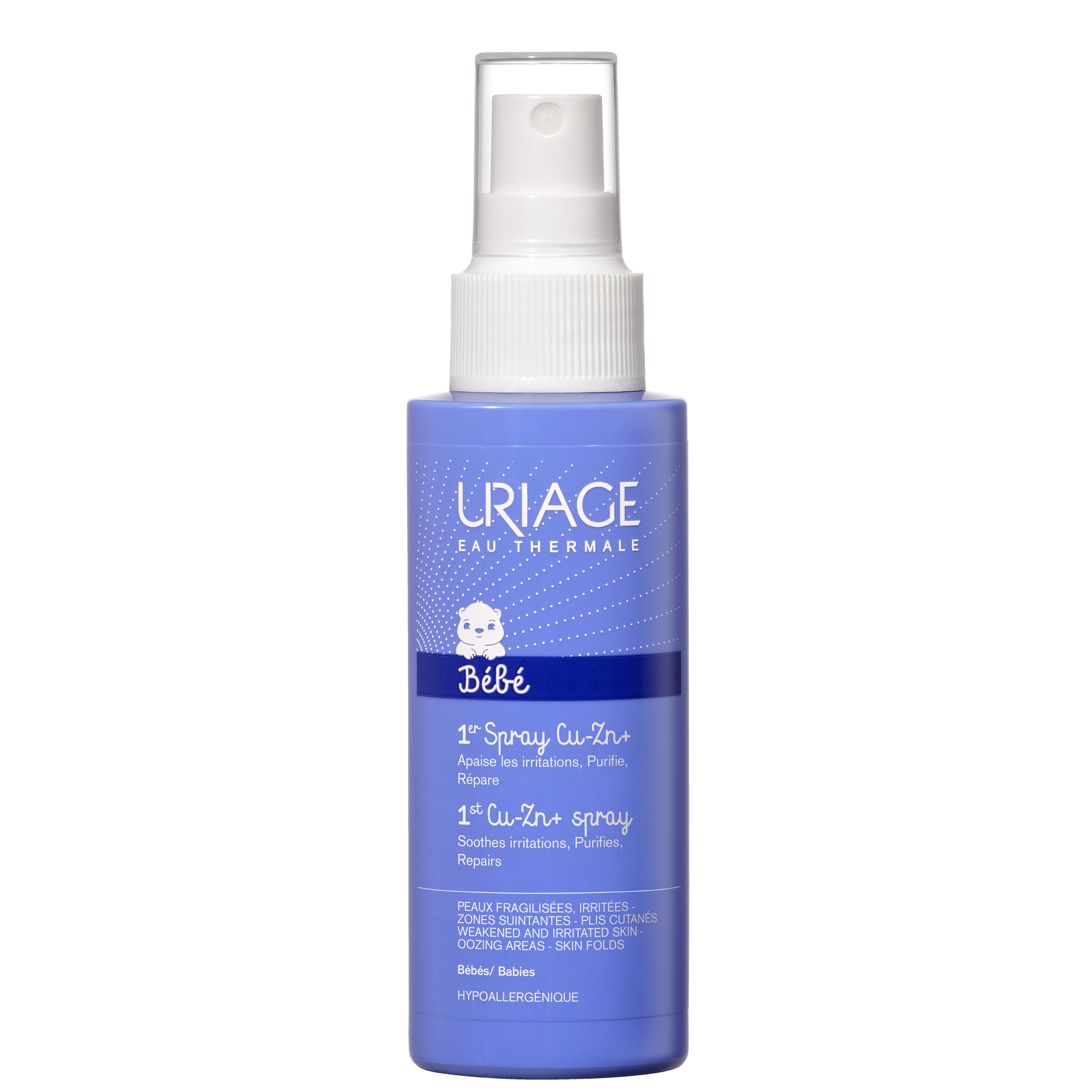 Uriage Eau Thermale Bebe 1st Cu-Zn+ Spray Υψηλής Ανοχής Είναι Κατάλληλο για Χρήση σε Νωπές και Ερεθισμένες Περιοχές 100ml