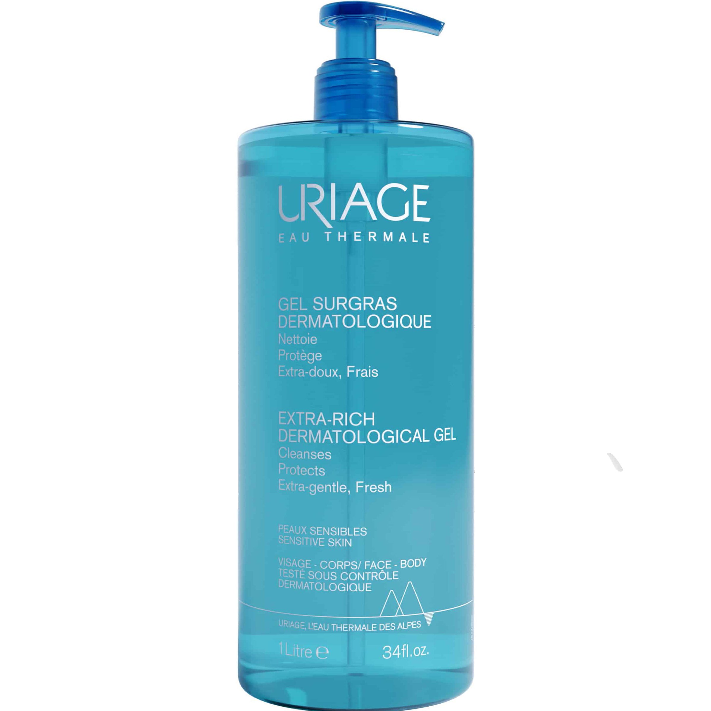 Uriage Extra Rich Dermatological Gel Εξαιρετικά Πλούσιο Δερματολογικό Gel Καθαρισμού για Πρόσωπο & Σώμα για Όλη την Οικογένεια με Αντλία 1Lt