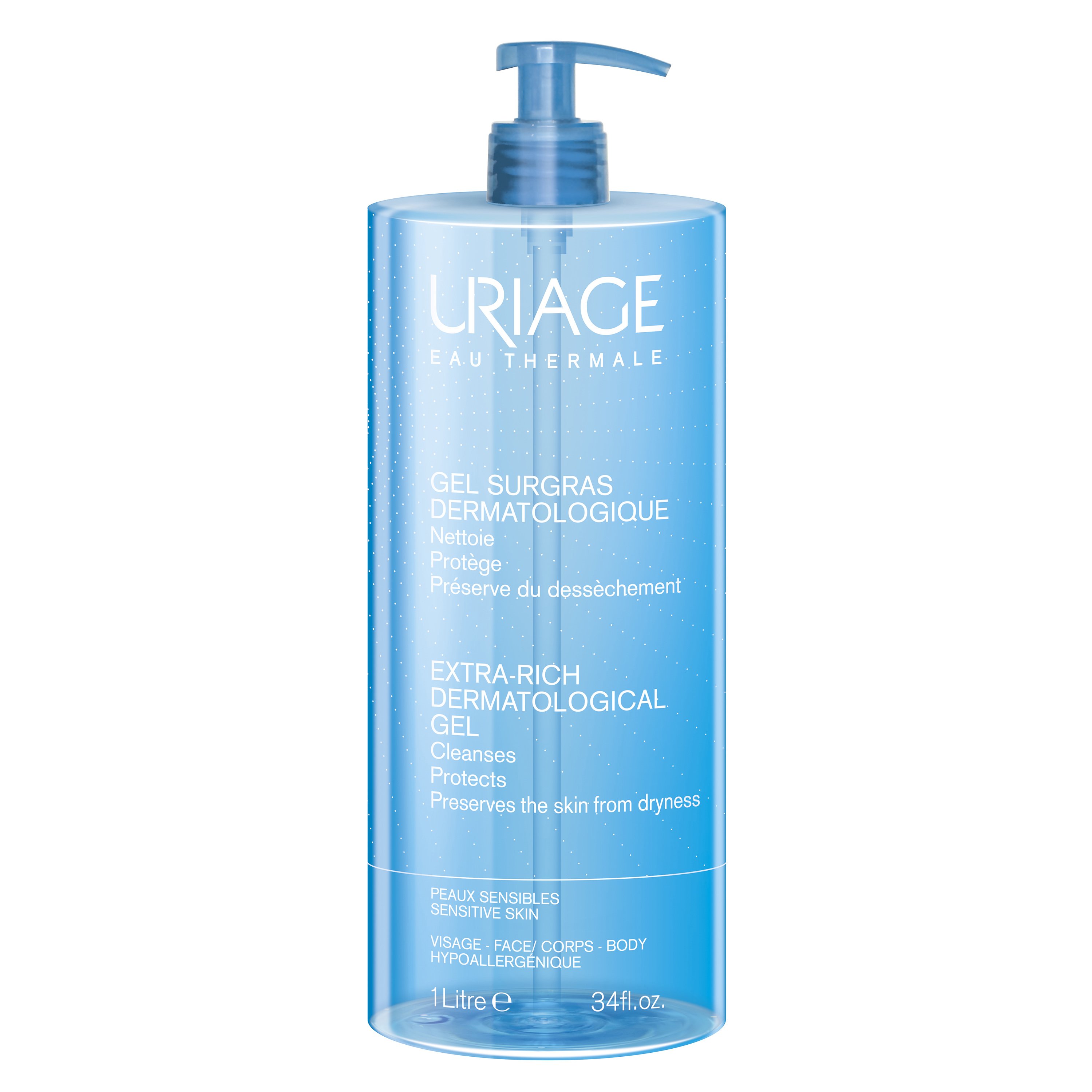 Uriage Eau Thermale Extra Rich Dermatological Gel Καθαρίζει και Προσφέρει Αίσθηση Άνεσης 1lt