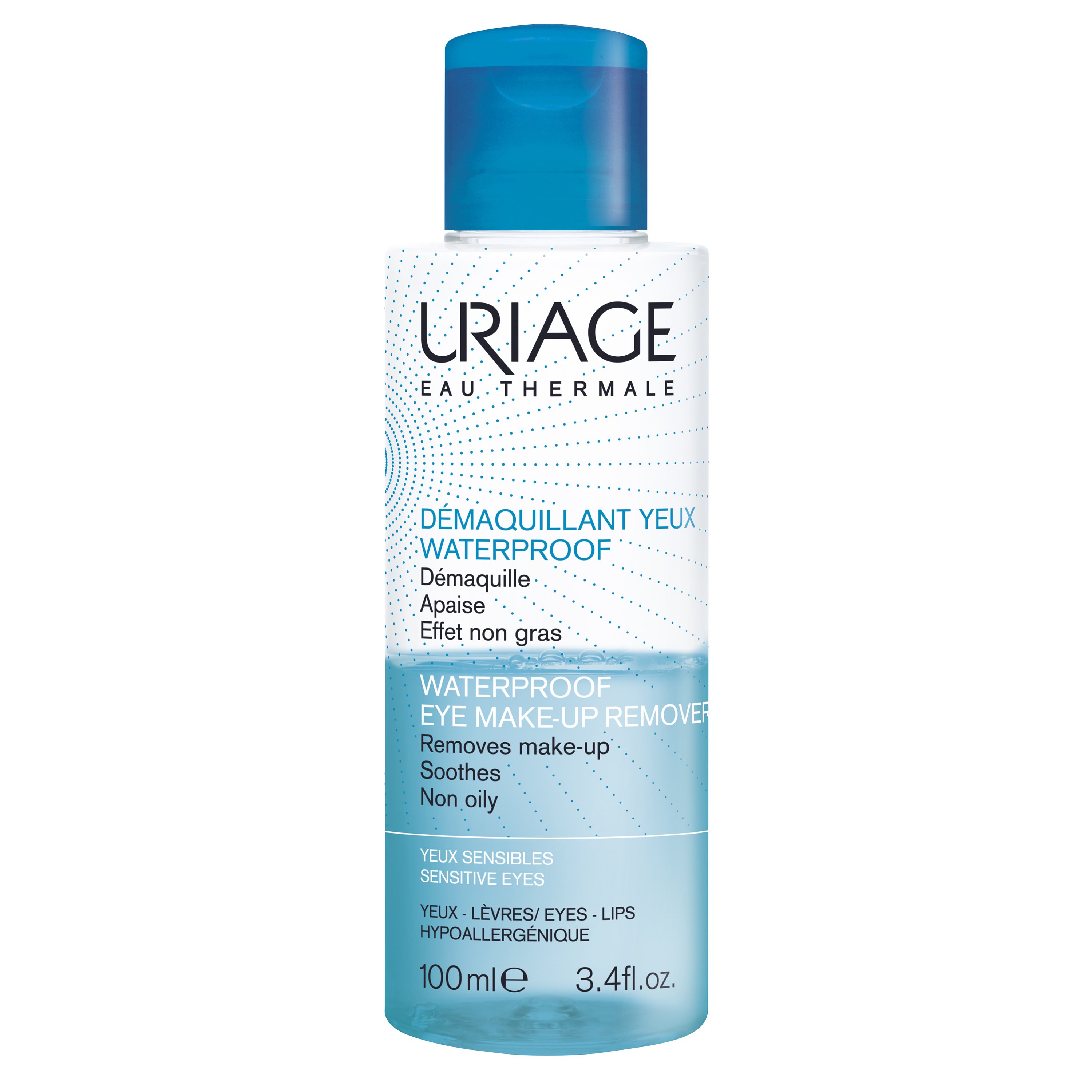 Uriage Eau Thermale Waterproof Eye Make-Up Remover Αφαιρεί Γρήγορα Ακόμα και το πιο Επίμονο Μακιγιάζ 100ml